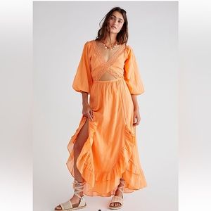 Free People Orange Midi Dress